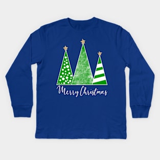 Trendy Patterned Christmas Trees Kids Long Sleeve T-Shirt